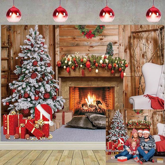 Christmas Fireplace Theme Backdrop Family Party Photo Backdrop 7x5ft ...