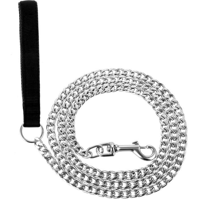 Laisse pour chien - Laisse en chaîne - 3 mm x 180 cm - Laisse en fer - Laisse de promenade - Laisse longue - Laisse déducation -