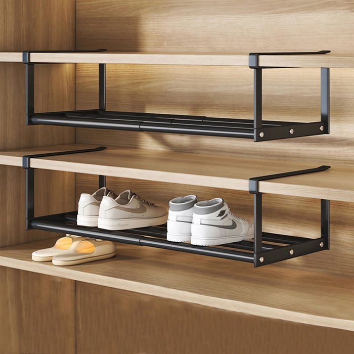 Étagère à chaussures extensible 40-70 cm organisateur de placard et de meubles ajustable gain de place – Noir