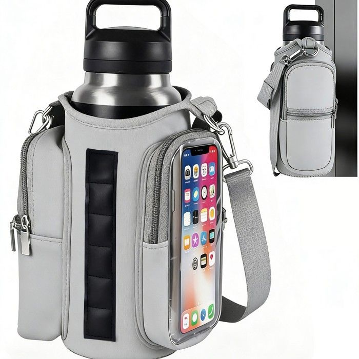 Sac isotherme multifonction sport extérieur pochette magnétique portable bandoulière support gourde entraînement gris