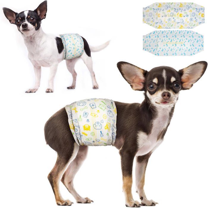 Couches pour chiens mâles - ESTAMPILLE - 24 pièces - Indicateur dhumidité - Super absorbantes - Incontinence