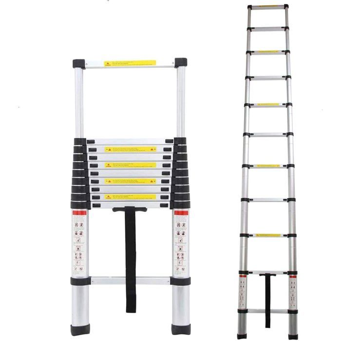 Échelle télescopique pliable en alliage daluminium charge maximale 150 kg (26 mètres)
