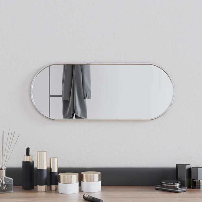 Miroir Mural ovale - vidaXL - verre et PVC - argenté - 50 x 20 cm@vab53z