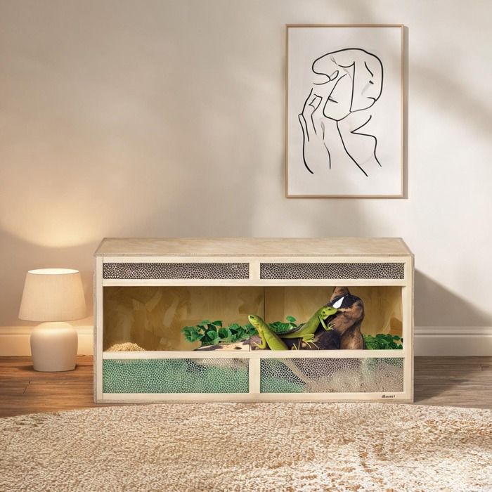 Terrarium 120 x 50 x 50 cm pour reptiles en panneaux de particules et portes coulissantes verre