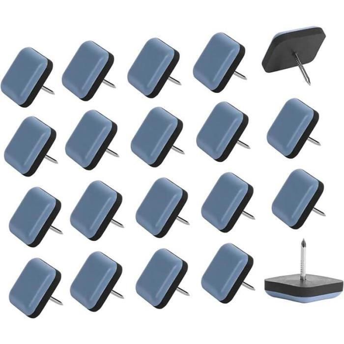 Lot de 25 clous carrés en téflon pour pieds de meubles - adaptés aux chaises et fauteuils - 25 x 25 mm