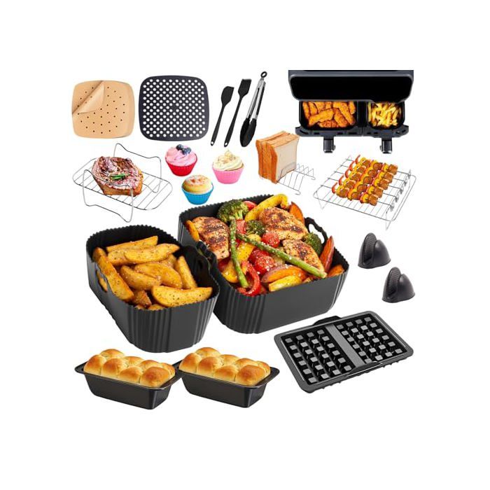 26 Pcs Air Fryer Accessoires Moule pour Philips Air Fryer Dual Basket 3000-5000 serie 9L (6L/3L) - Silicone