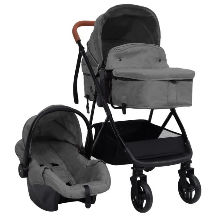 Poussette combinee pour bebe Pliable 3 en 1 en Acier 59 x 100 x 103 cm Noir Cdiscount Jeux Jouets