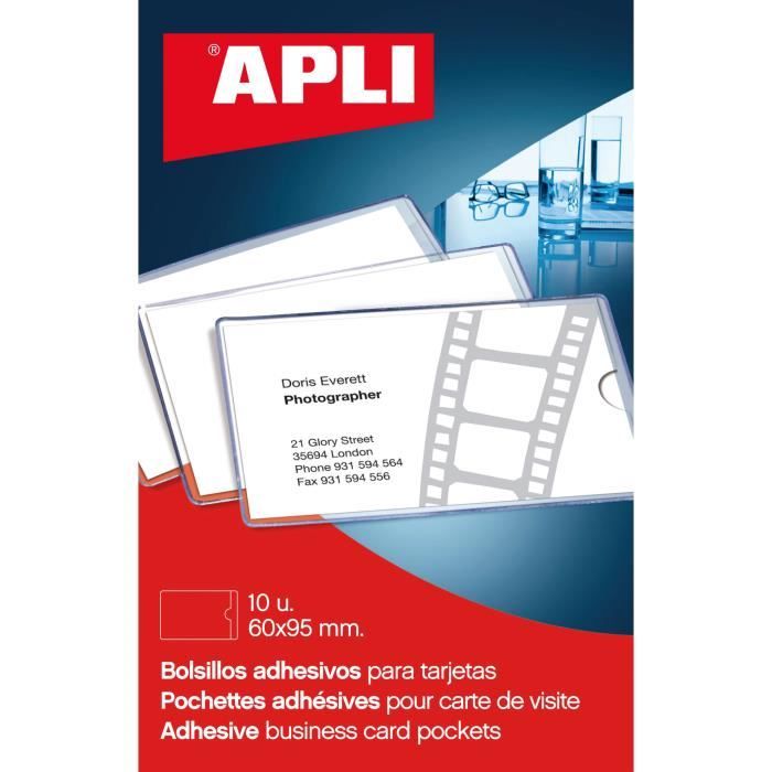 10 porte-cartes visite - APLI - 95x60 - Transparent