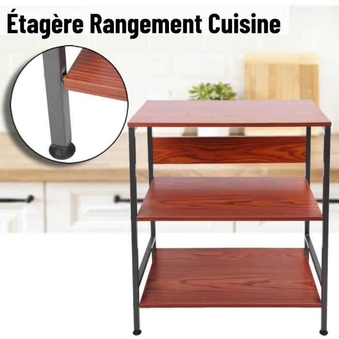 Support de Rangement pour Micro-Ondes Meuble Rangement de Cuisine Etagères de Cuisine pour Le Stockage Tablettes pour Micro-Ondes Outils de Cuisine 60 x 35 x 66,5 cm Four Blanc