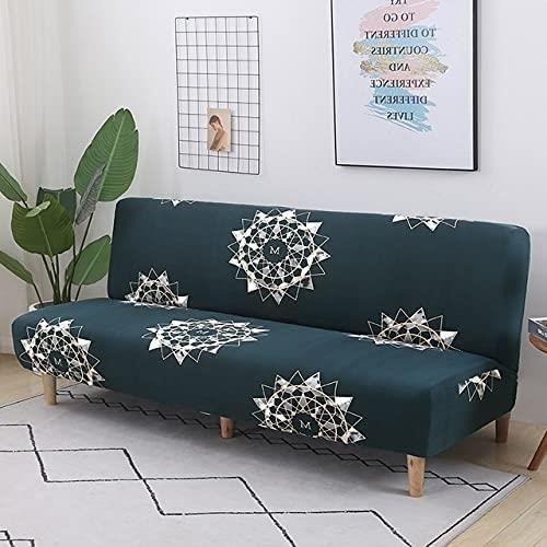 YAOTT Housse de Clic Clac en Velours Couleur Unie Antidérapante Élastique Housse de Canapé sans Bras Housse de Futon Bleu Royal M160-190cm