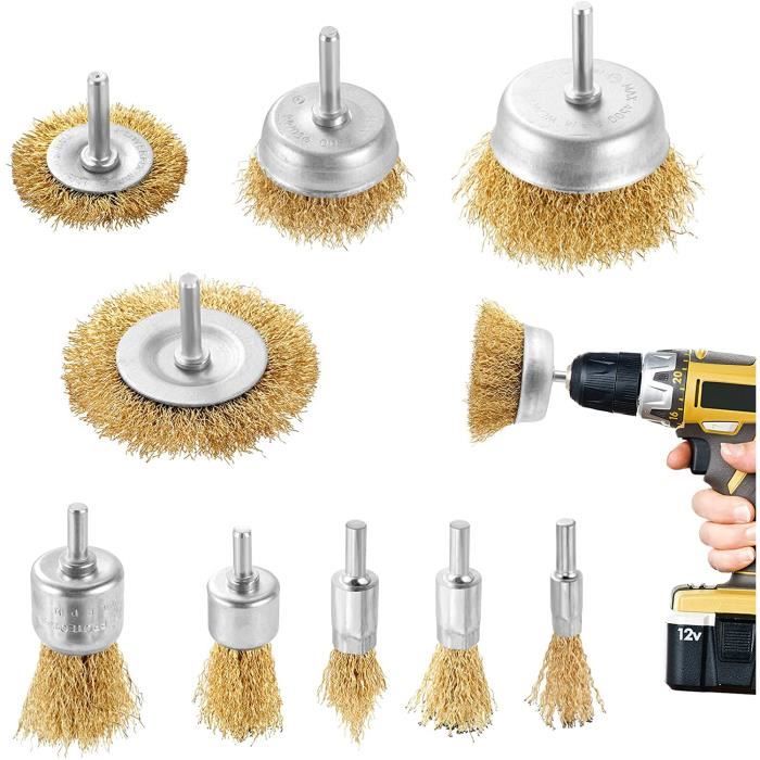 Lot De 6 Brosses à Alésage En Acier Inoxydable - Tige 1/4 Pour Perceuse - Nettoyage, Polissage - Neuf