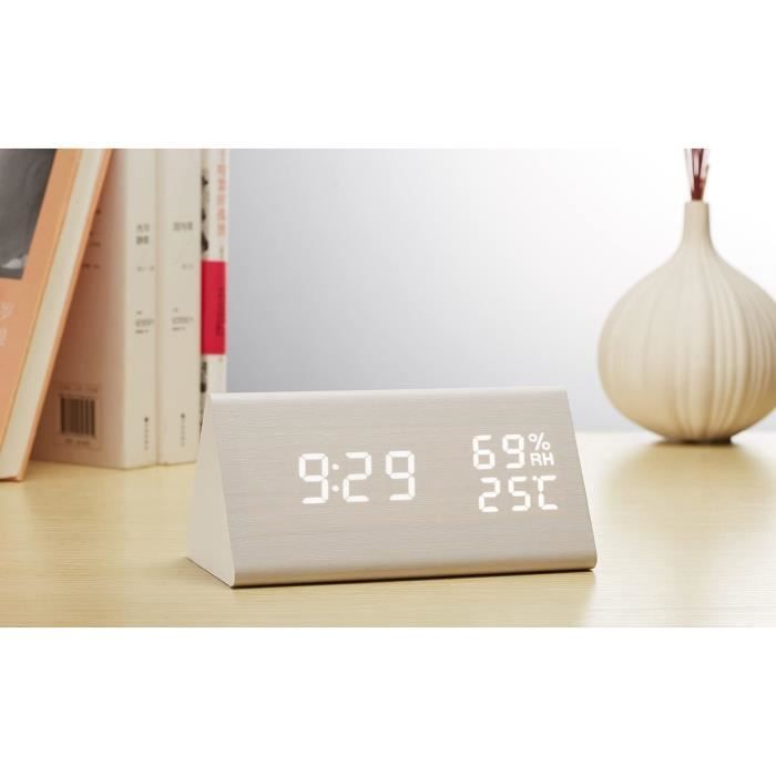 VORRINC LED Réveil Électronique en Bois, Horloge Numérique VORRINC LED Réveil Électronique en Bois, Horloge Numérique