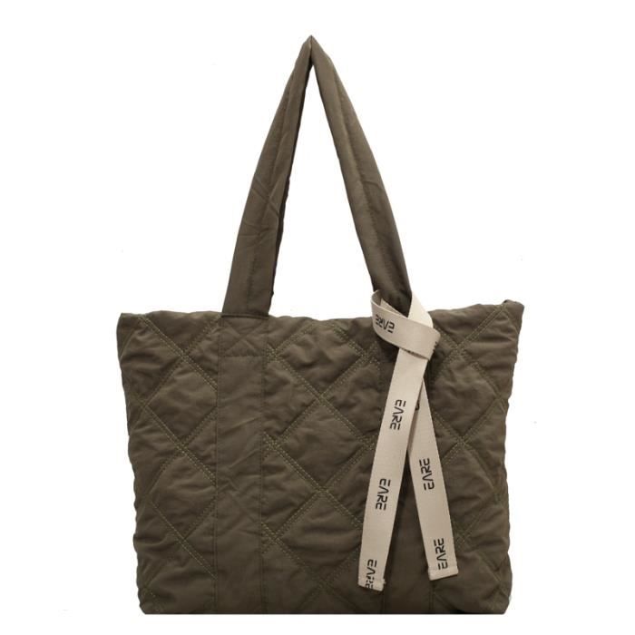 Fourre-tout vert - Sac ?� Main Matelass?� en Nylon pour Femme, Fourre Tout de Marque, ?� Poign?�e 