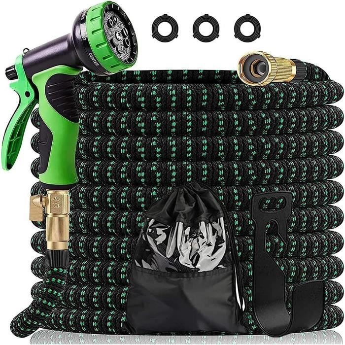 Tuyau D'arrosage Extensible, Tuyau D'arrosage Flexible De 30 M Avec Buse De Pulvérisation, Connecteur En Laiton Massif Avec Adaptateur 3/4" Et 1/2" | Leroy Merlin