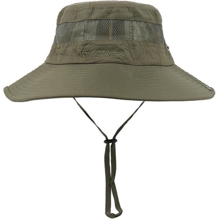 Chapeau De Pêcheur Safari Homme Femme - Protection UV Sangle Menton Réglable Séchage Rapide