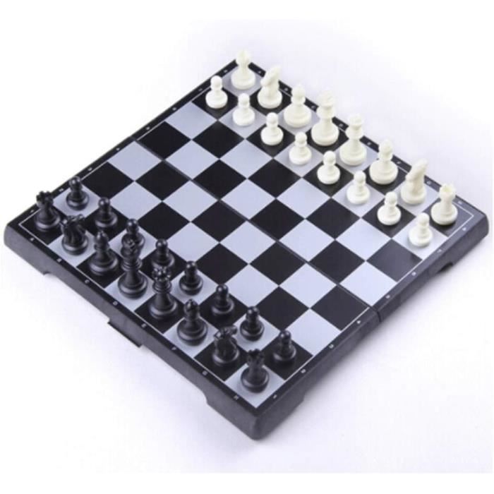 Jeu D'échecs Portable PXRLMYF - Tapis Roulable En Simili Cuir - Noir Et Blanc - 43x43 Cm