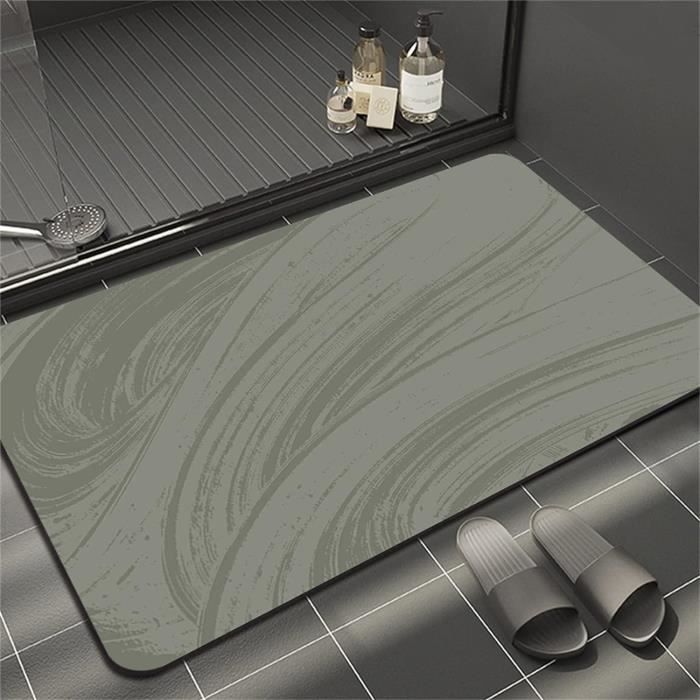 Tapis De Douche Pliable En Terre De Diatomée - Antidérapant, Absorbe L'humidité, Sèche Vite, Inclut Outil De Nettoyage - 1