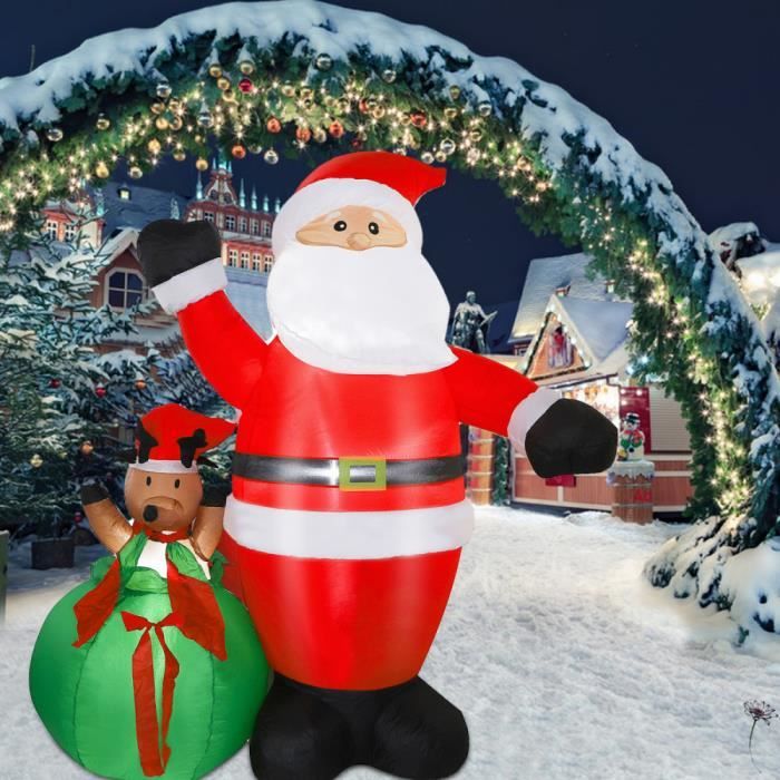 ELANCOOH 6ft Père Noël Gonflable, Lumineux Père Noël Deco Exterieur