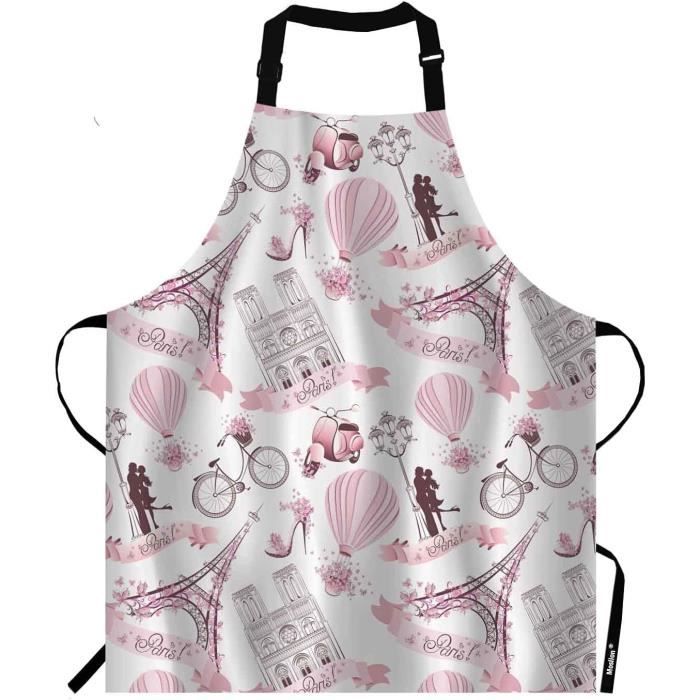 Tablier De Cuisine + Toque De Chef Blancs - Réglables, Poches, Taille Unique (65x80 Cm)
