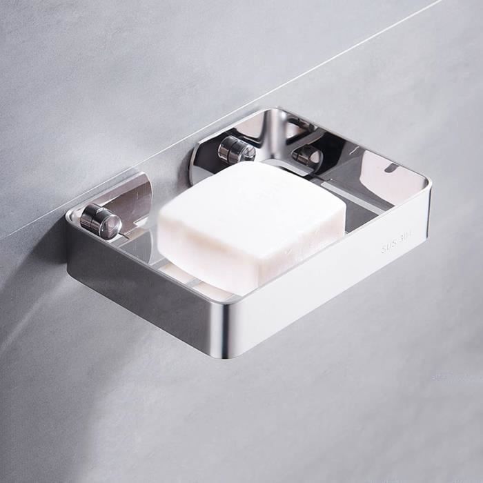 ZBHDEYG Porte-Savon Mural 2-en-1 Acier Inoxydable – Lot De 2, Argenté/Noir, Multifonction Salle De Bain & Cuisine