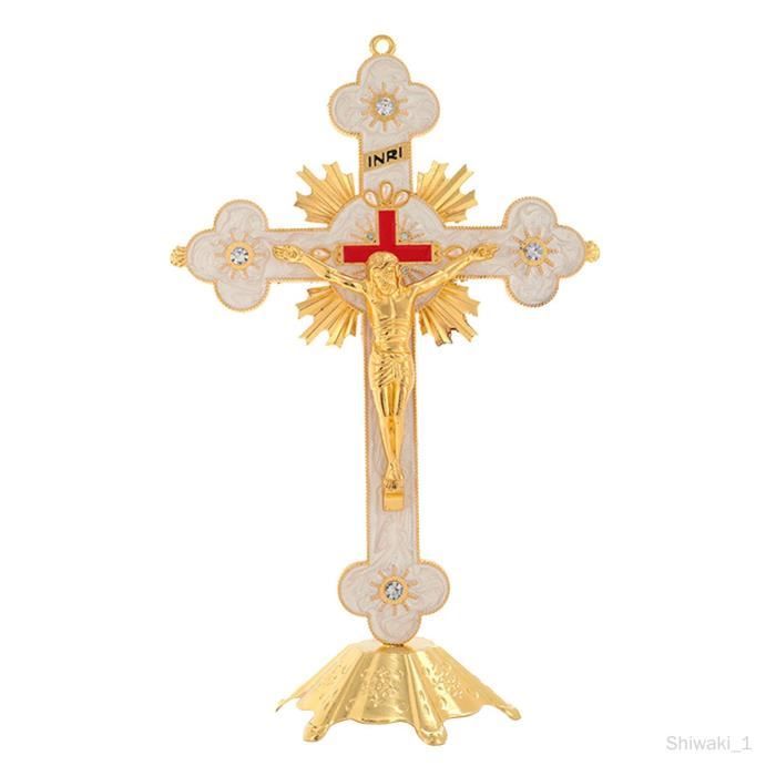 Omabeta Crucifix Métal Vintage Ornement Décoratif Style Catholique