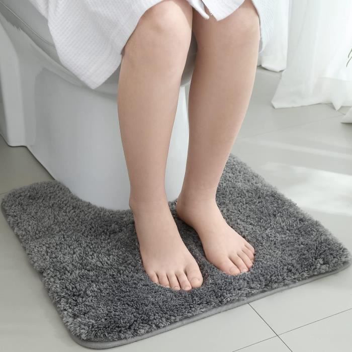 Tapis de Bain Antidérapant Absorbant 3PCS - Gris - Ovale - Uni