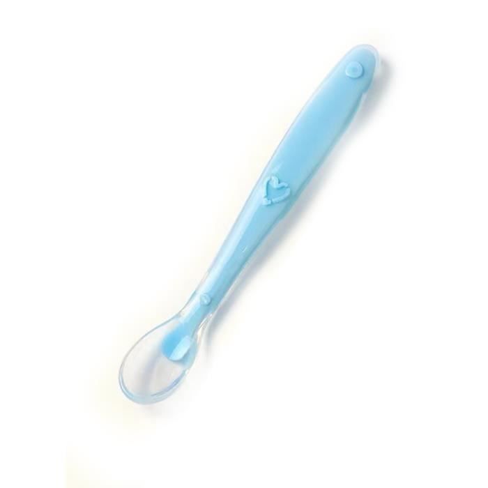 Cuillere Bebe Apprentissage Coudee Mois,Cuillère Bébé Sevrage Incurve Acier  Inox Metal Couvert Enfant pour Petite Fille et Garcon avec Poignee Creuse