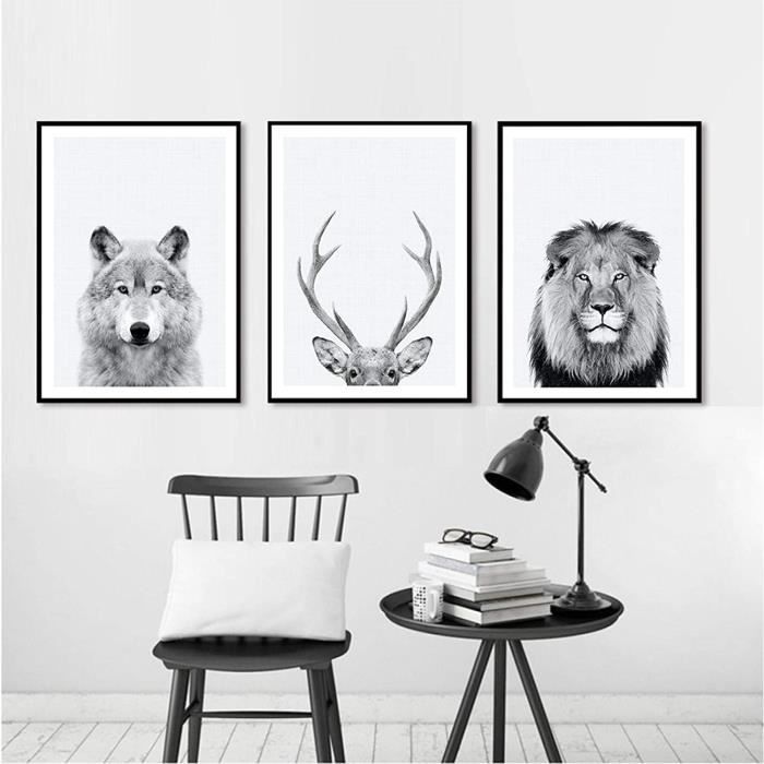 Tableau Déco 5 Pièces Lion Sur Toile - Art Mural Animalier - Neuf, Provenance Chine