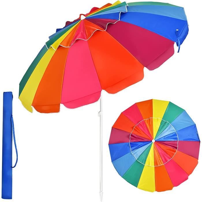 Parasol de plage - Solfang - Pastel 200 cm - Baleines en fibre de verre - Traitement UV 50 - Jardin