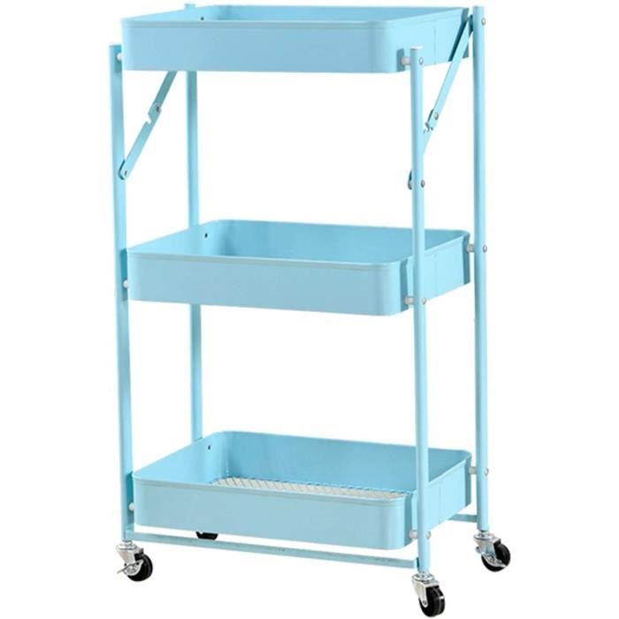 Chariot De Rangement 3 Niveaux Avec Tiroir - Roulettes Verrouillables - Multifonction Cuisine/salle De Bain