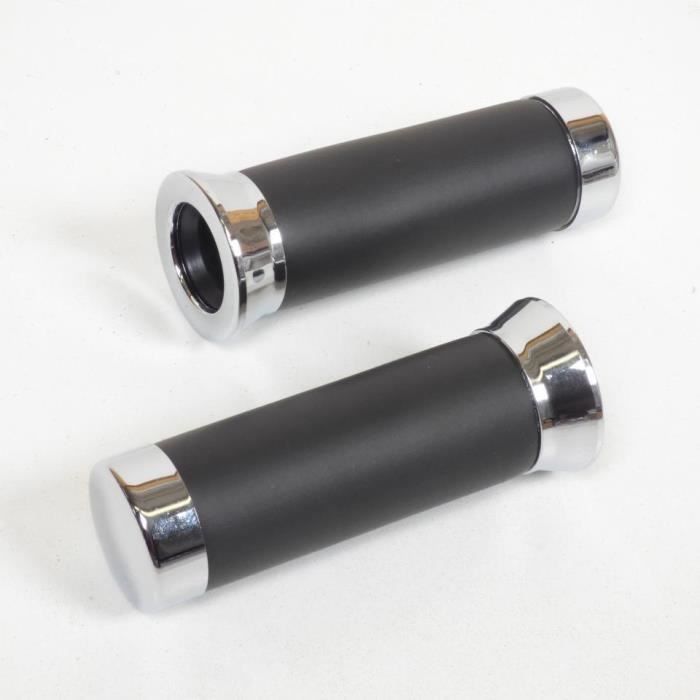 22 mm Moto Poignées avec aluring embout argent Poignées Chopper Bobber Cruiser