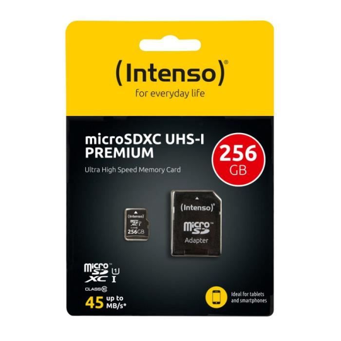 Intenso Premium - carte memoire flash - 256 Go - microSDXC UHS-I Noir - vue 2
