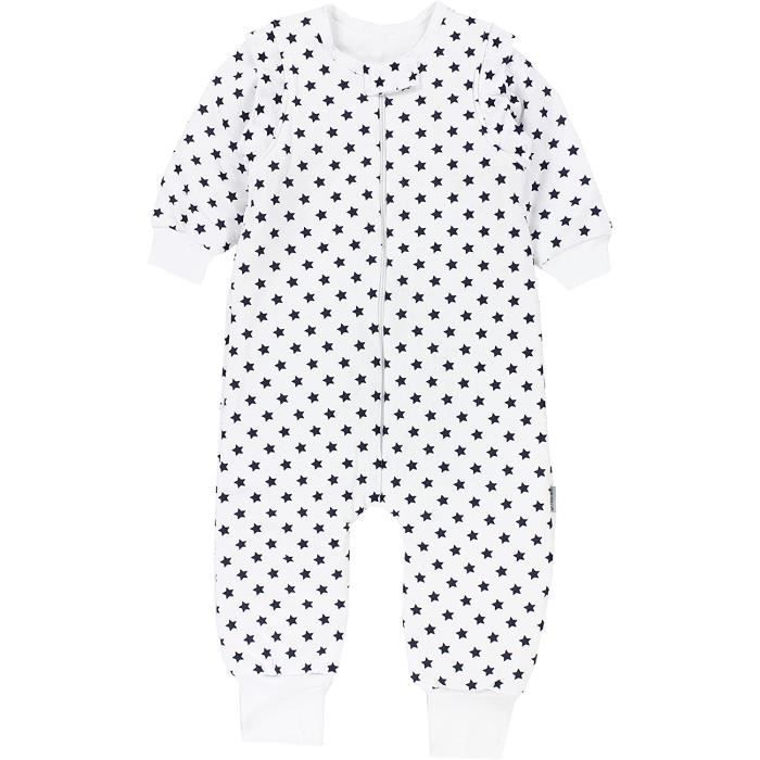 Gigoteuse Été Bébé 18-36 Mois 1.0 TOG 100% Coton – Manches Amovibles, Jambes Grenouille, Pieds, 70-110 Cm