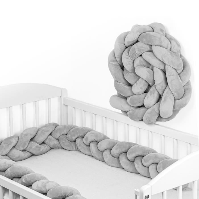 Tour de lit tressé Décoration pour lit d'enfant 220 cm Tour de lit 4 tissages pour bébé Blanc 