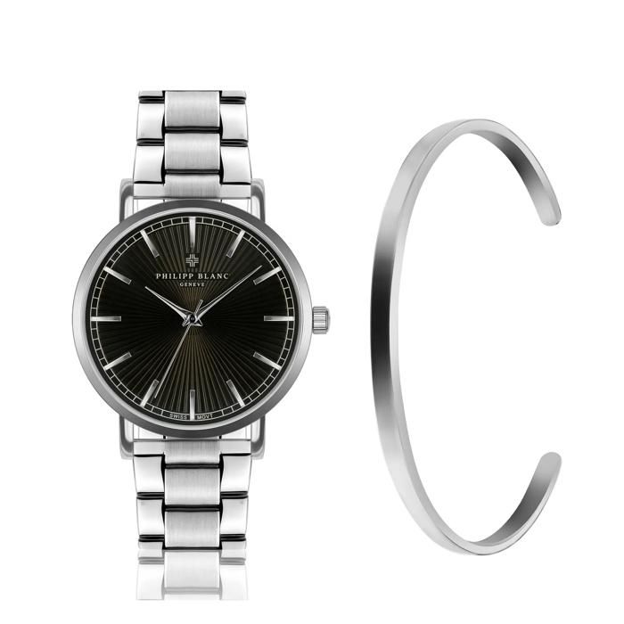 Montre et bracelet en argent Philipp Blanc Vernier