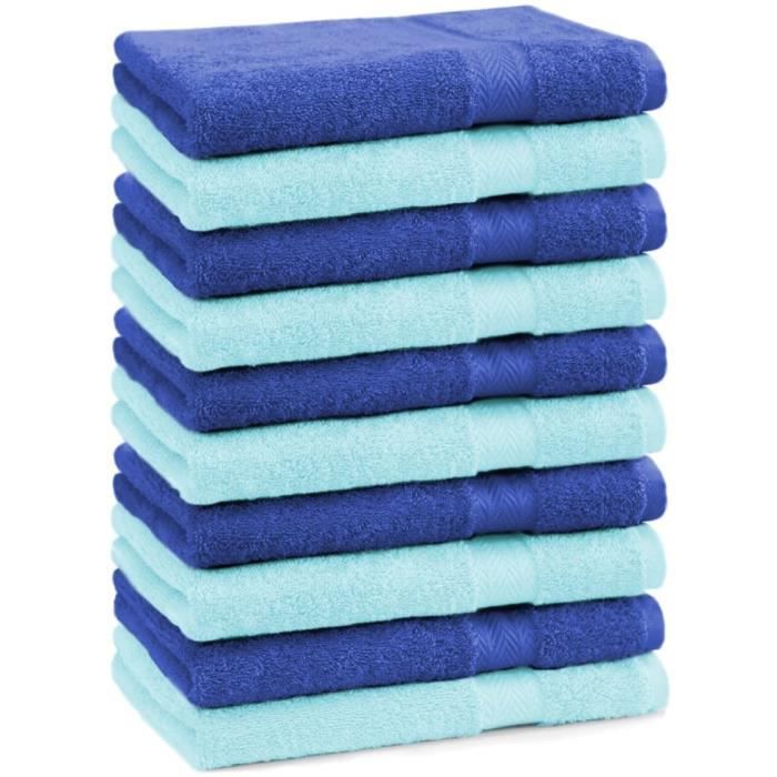 30 x 50 cm Betz lot de 10 serviettes d'invité Premium bleu foncé & gris argenté 