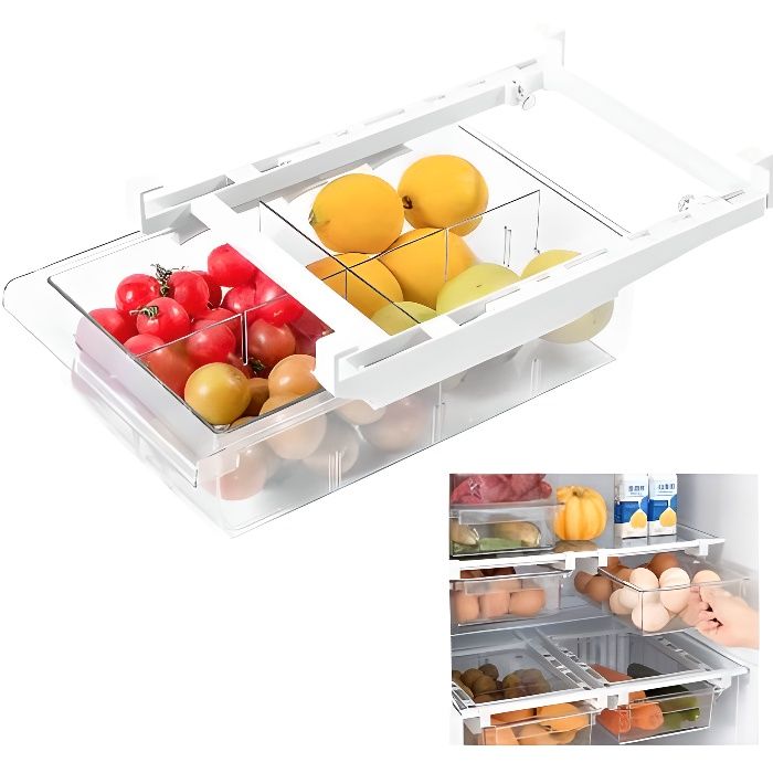 Rangement frigo rétractable - Réfrigérateur et congelateur tiroir  intelligent - Boite de rangement frigo avec poignée - Cdiscount Maison