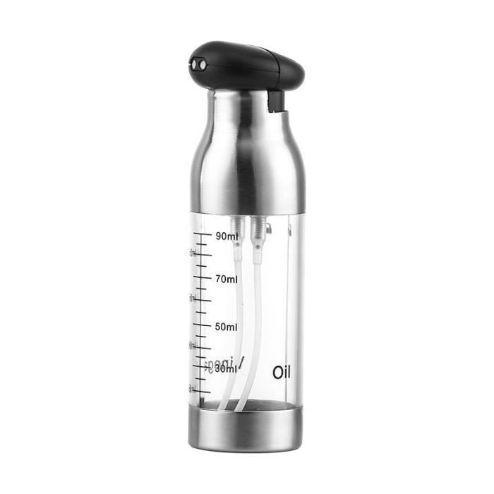 Liben Huilier Anti-Goutte 300 Ml - Verre Borosilicate Et Acier Inoxydable Noir