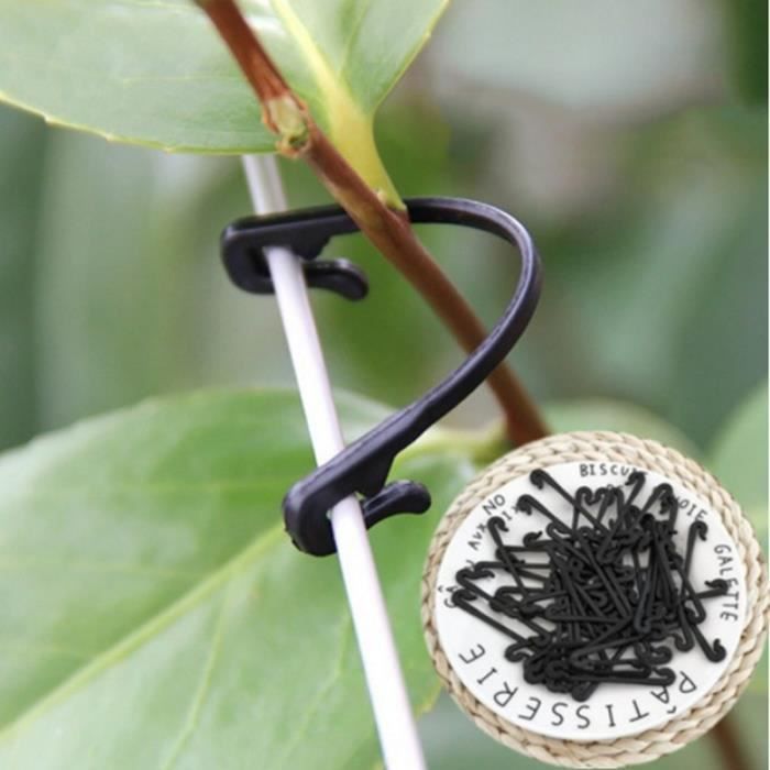 Lot De 50 Clips De Jardin Pour Plantes Grimpantes - Attaches Réglables En Plastique Noir - Pour Tomates, Concombres, Vignes - Fixation Facile