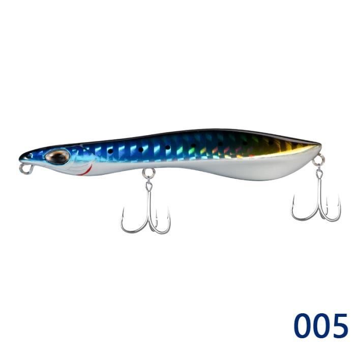 Lot De 5 Leurres De Pêche Popper Flottant - Topwater - Triple Crochet - Appâts Durs