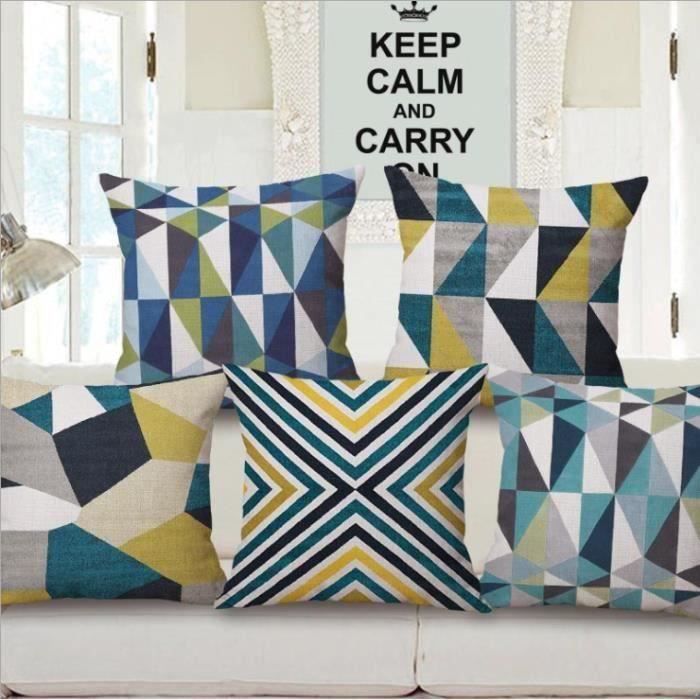 Taie d'oreiller à motifs géométriques ART Coussins Housse lin Mondrian design Home décors