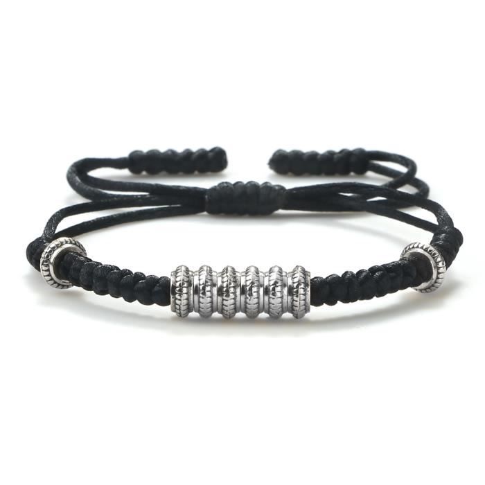 Bracelet tibétain semi-tressé noir main image 0