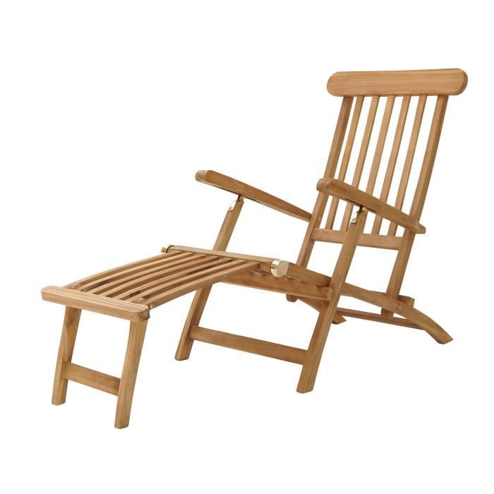 chaise longue en bois teck pour jardin - axi costa - dossier réglable en 4 positions