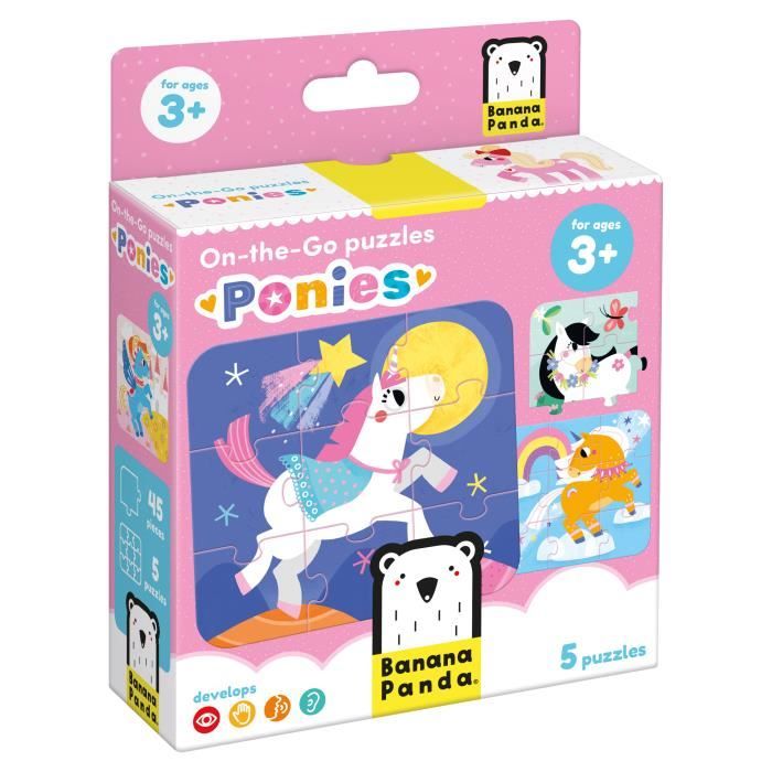 Banana Panda Puzzle Vehicles In Action - 4 Puzzle Da Pavimento Per Bambini, Cartone Spesso 2,5 Mm, Multicolore