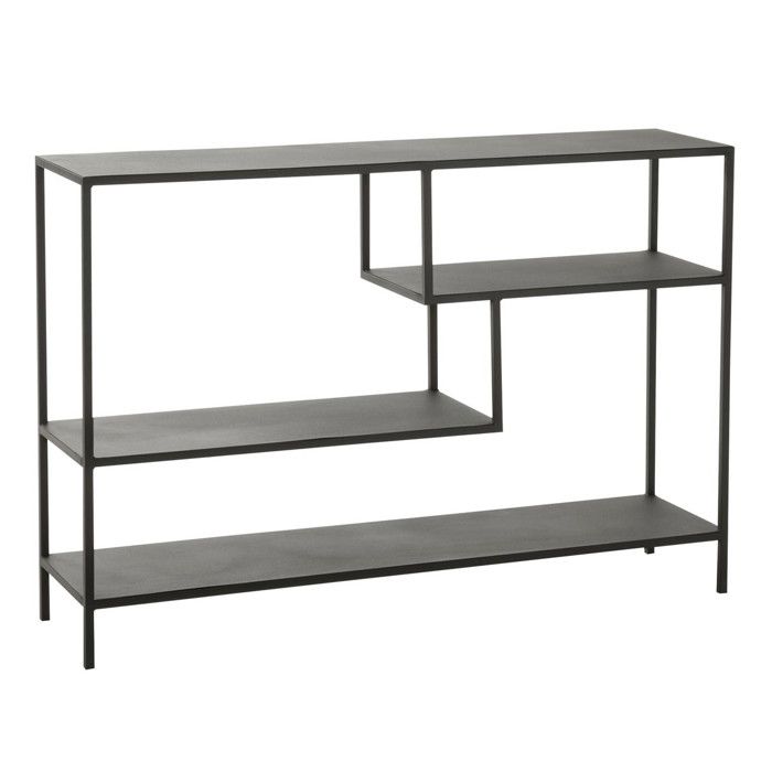 Console niveaux asymétriques en métal noir - Noir - 120 cm X 30 cm X 81.5 cm - CALICOSY Console niveaux asymétriques en métal noir - Noir - 120 cm X 30 cm X 81.5 cm - CALICOSY