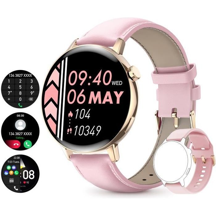 Montre Connectée Homme Femmes Enfant Montre sport Etanche IP68 pour iPhone  Samsung Huawei Android iOS-Rose