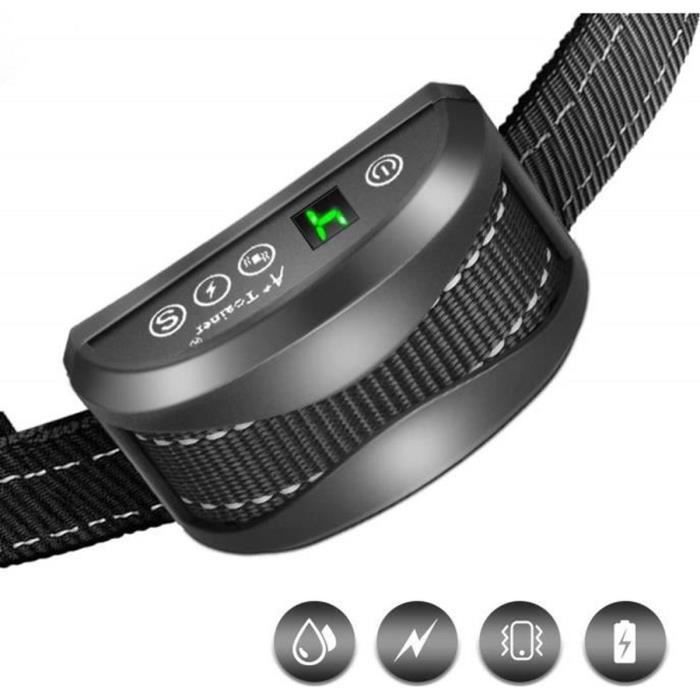 Collier Anti-aboiement Chien - 3 Modes Automatique Batterie Rechargeable Sangle Reflechissant Réglable pour Petit Gros Chien