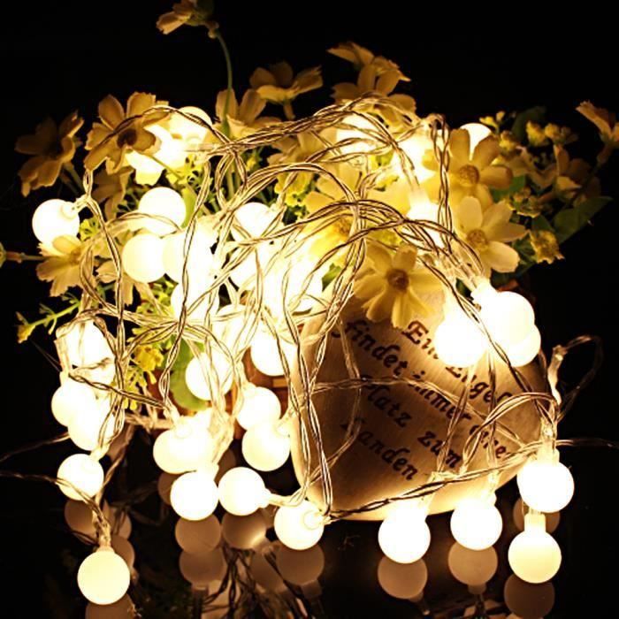 HAUSPROFI Guirlande Lumineuse Blanc Boule,10M+3M//100 leds Décoration Chambre lumineuse Boule IP44 Étanchce//8 Modes d/'éclairage Guirlande Lumineuse intérieur et extérieur