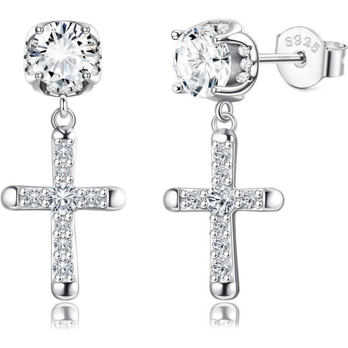 Boucles d'oreilles pendantes Argent Croix – Schmuck GmbH
