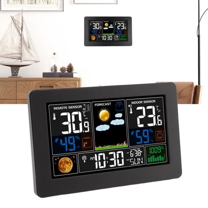 Station Météo Sans Fil WiFi - Écran 5,1" - Jusqu'à 10 Capteurs - Température & Humidité Intérieur/Extérieur - Compatible Alexa - Alarme Seuils